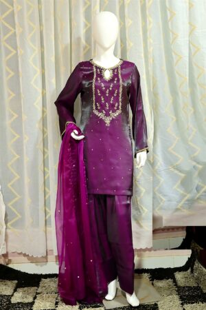 Cotton Silk Handwork 3 Piece Suit