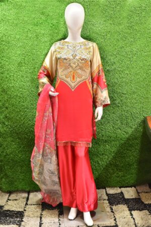 Digital Print with Hand Touching Suit