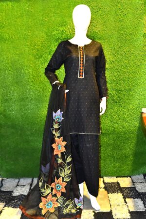 Self Jacquard Lawn 3 Piece Dress