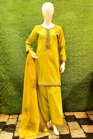 Self Jacquard Embroidered Lawn 3 Piece Set