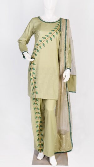 Elegant Self Jacquard Lawn 3 Piece Suit
