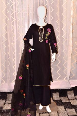 Self Jacquard Lawn 3 Piece hand print with hand touching