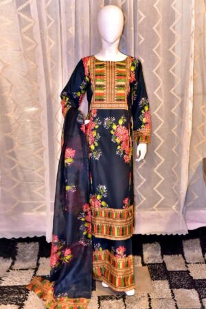 Digital Printed Hand Touched Dress 3pc