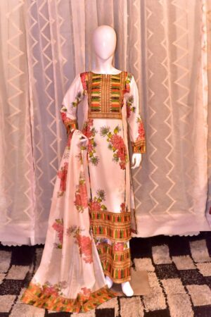 Digital Printed Hand Touched Dress 3 pc